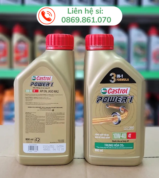 Nhớt xe máy, nhớt xe số CASTROL POWER1 10W40 800ml