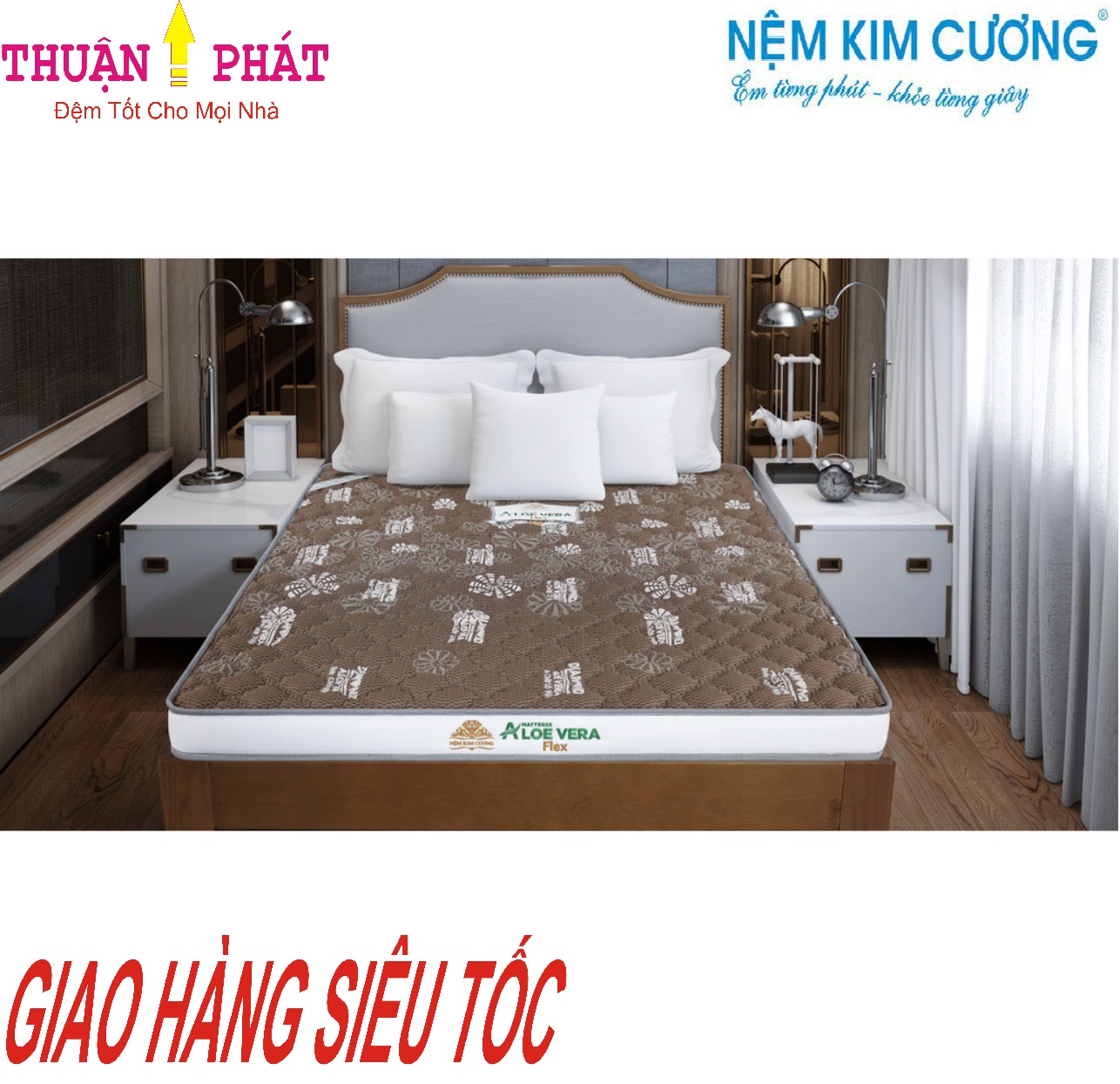 Đệm cao su non Kim Cương Aloe Vera Flex tinh chất lô hội - Chính hãng 100% - Mix mầu