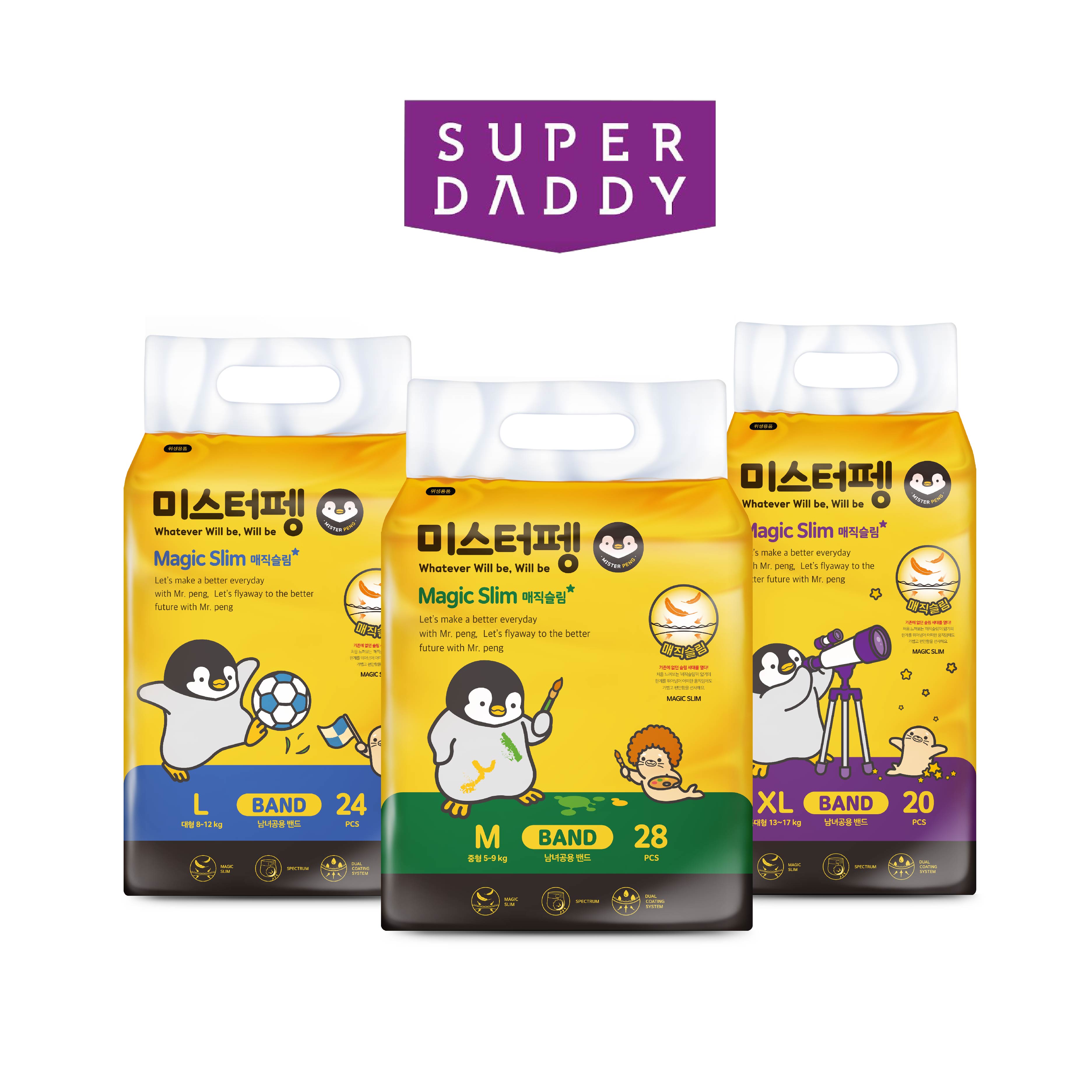 Tã Dán Super Daddy Magic Slim đủ size M-28m/L-24m/XL-20m