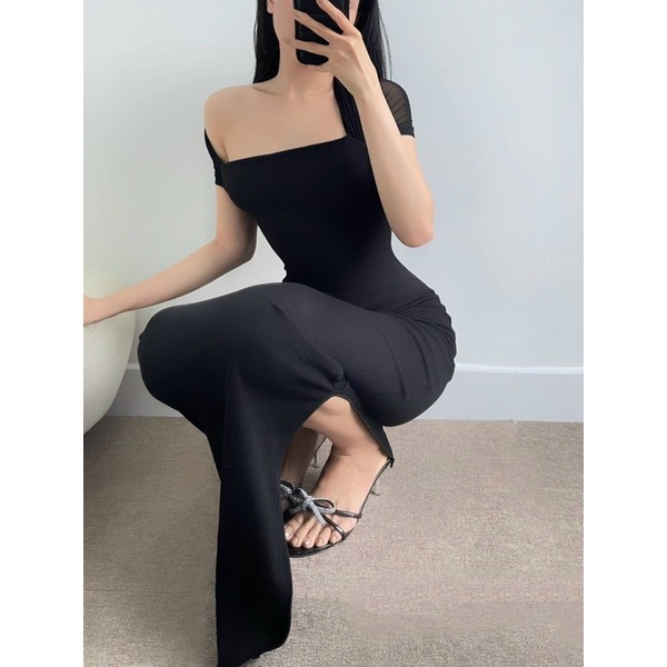 Đầm Body Đuôi cá Dáng Dài Phối Lưới dài