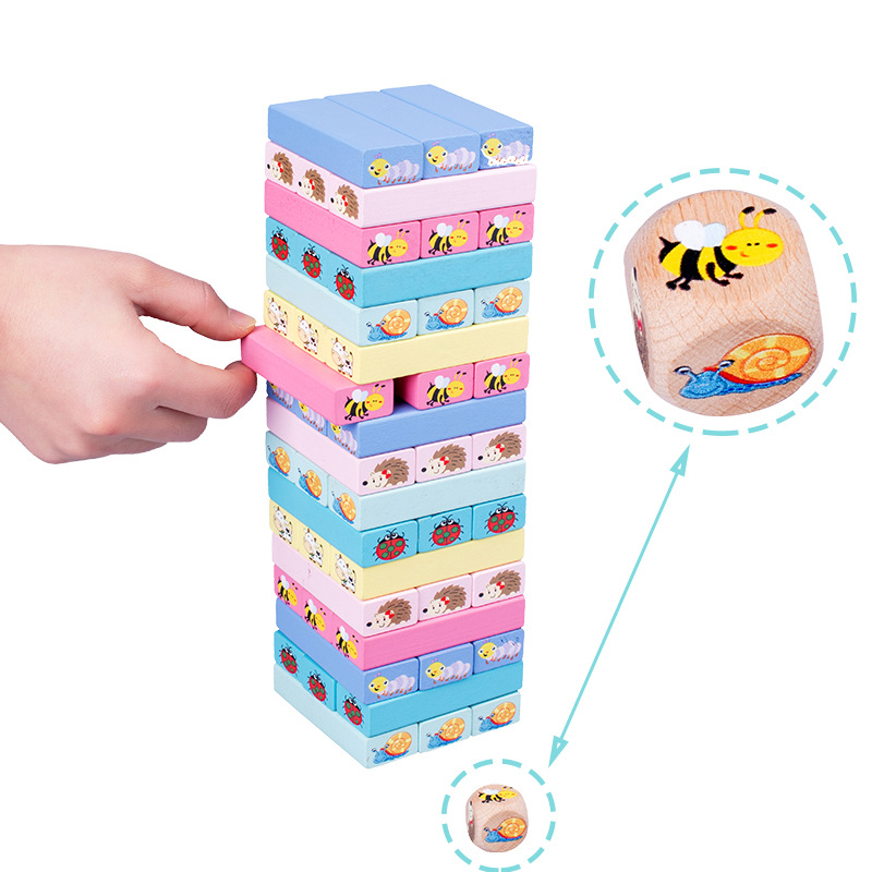 Rút Gỗ Rèn Tư Duy Nhiều Chủ Đề - Con Vật, Màu, Số -TẶNG Móc Khóa La Bàn Sao Biển Bibotoys