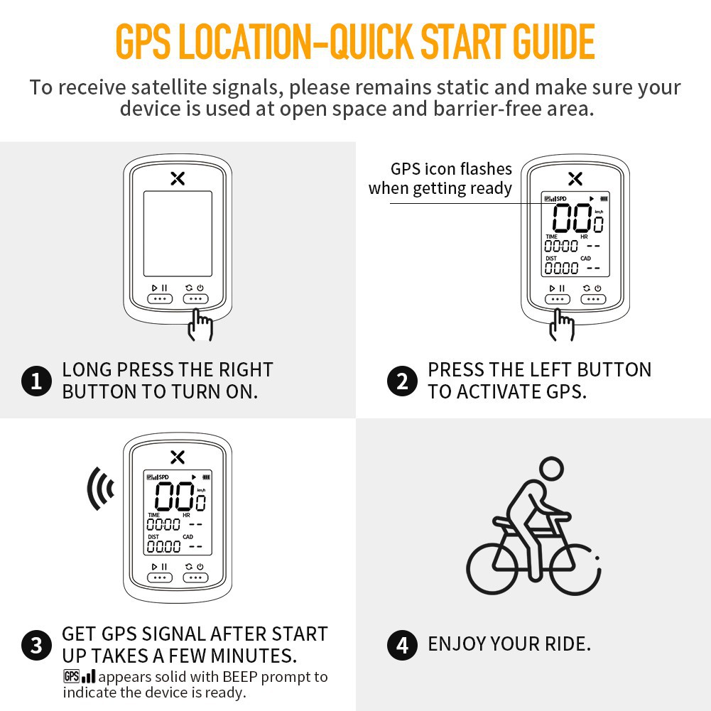 XOSS Smart GPS Đồng Hồ Đo Tốc Xe Đạp Không Dây Chính Xác IPX7 Có Nắp Bảo Vệ