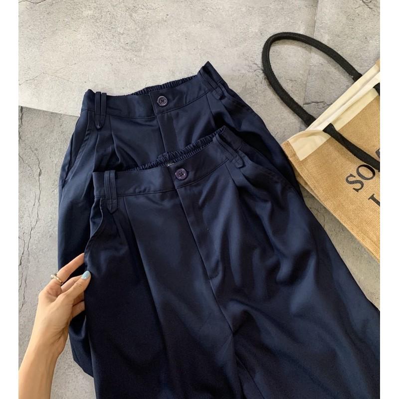 Quần culot 9tấc lưng thun (navy)