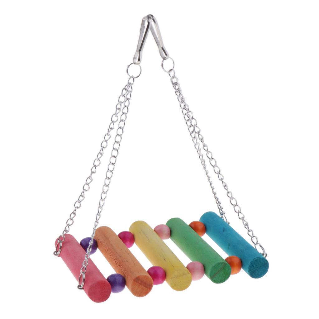 5Pcs Bird Swing Bite Standing Chewing Toy Set Hanging Parrot Wooden Toy