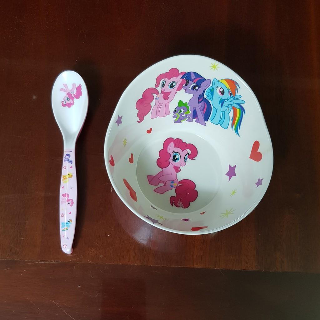 Bộ chén ăn,muỗng hoạt hình pony cho bé