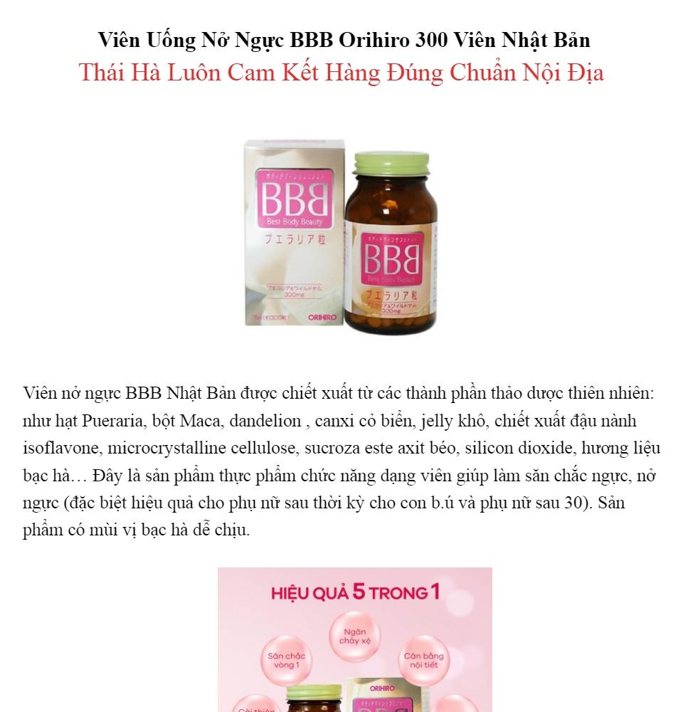 [HCM]Viên Uống Nở Ngực Orihiro BBB Best Body Beauty 300 viên Nhật Bản