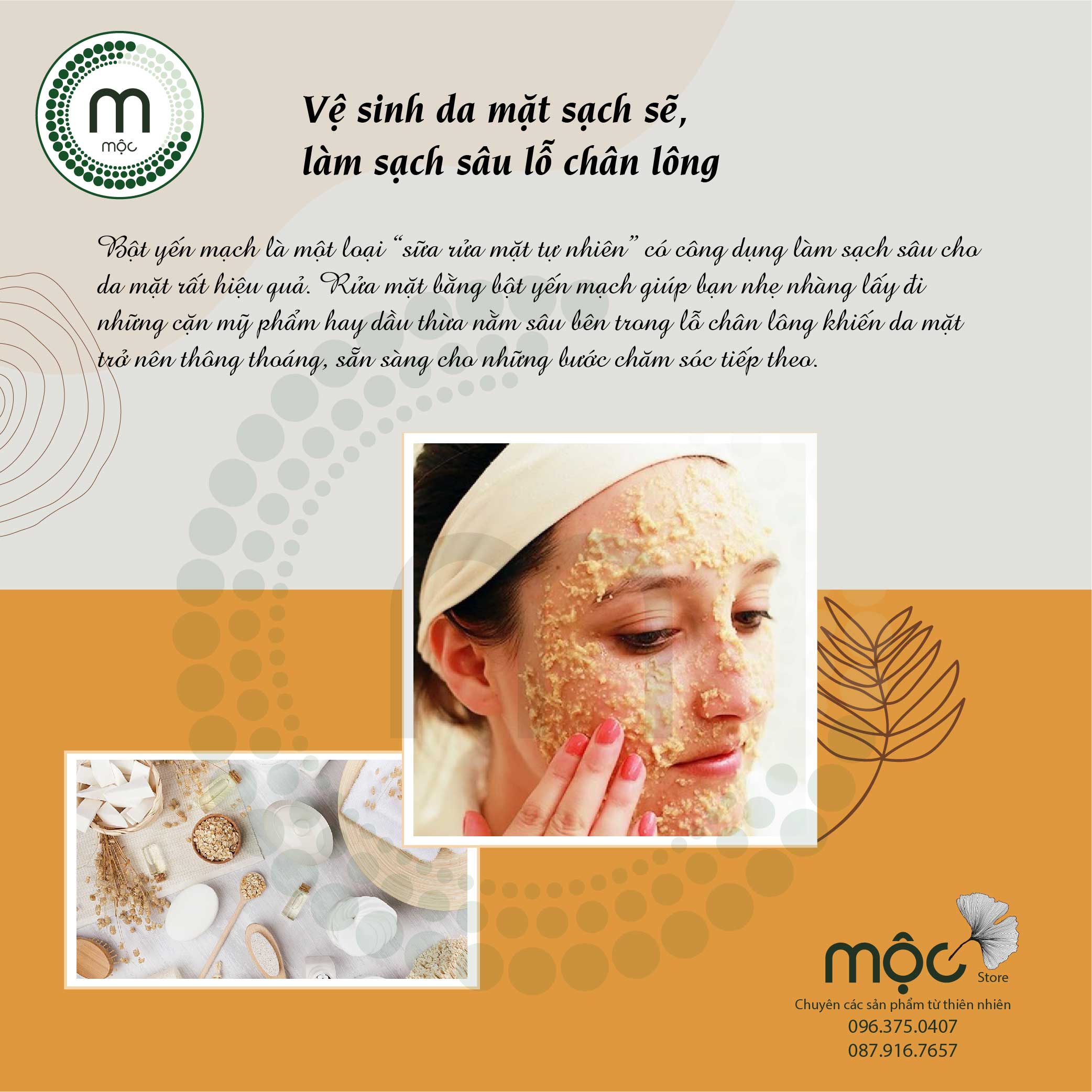 Bột Yến Mạch đắp mặt nguyên chất từ thiên nhiên 100ml handmade