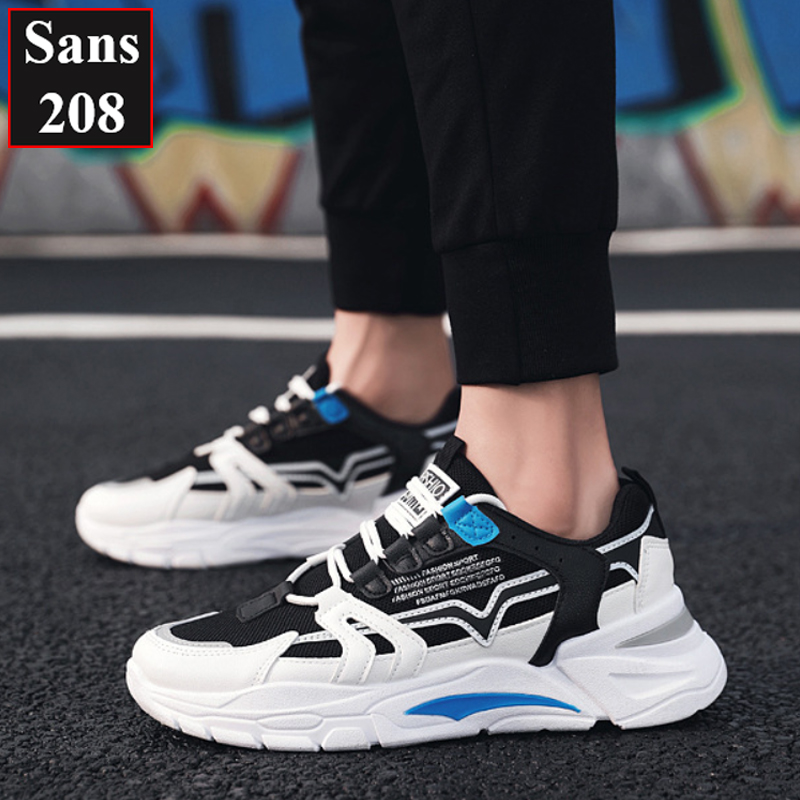 Giày thể thao nam sneaker đế cao Sans208 cổ thấp đen đỏ vàng xanh sport đẹp hàn quốc trẻ trung