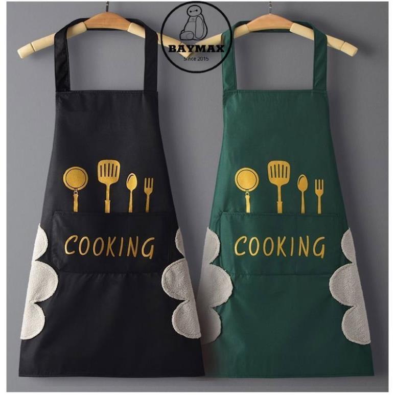 Tạp dề Cooking cao cấp vải Oxford chống thấm nước, chống bám bẩn, thời trang, có ngăn đựng môi muỗng phía trước