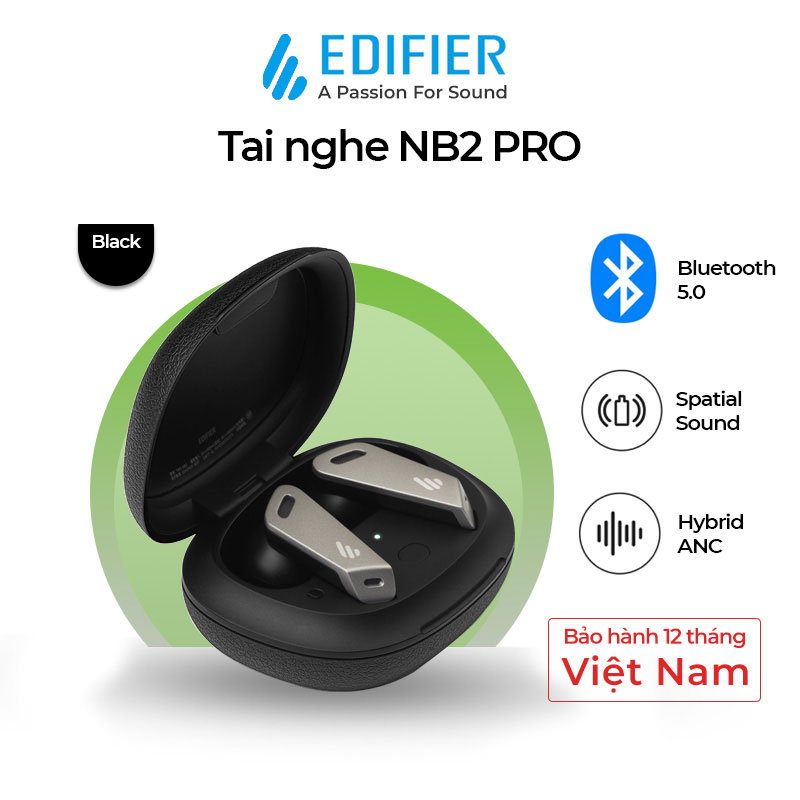 Tai nghe bluetooth Edifier NB2 Pro Chống ồn chủ động tốt Xuyên âm Game mode - Hàng chính hãng