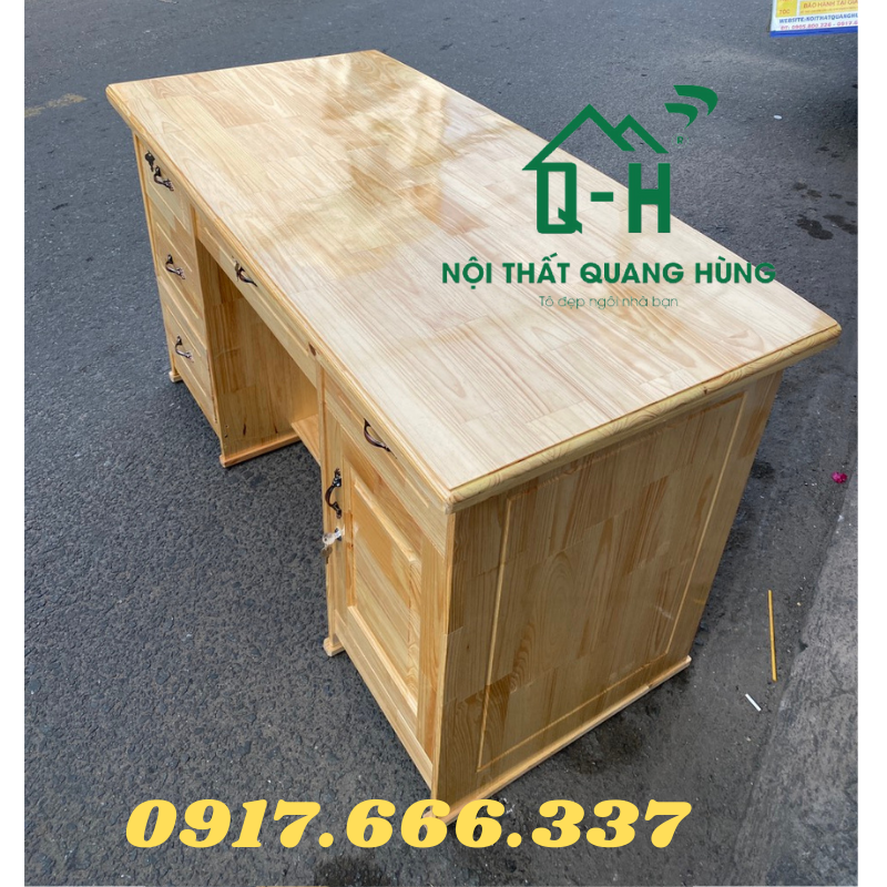 Bàn làm việc gỗ thông dành cho văn phòng 160x75x70cm màu vàng
