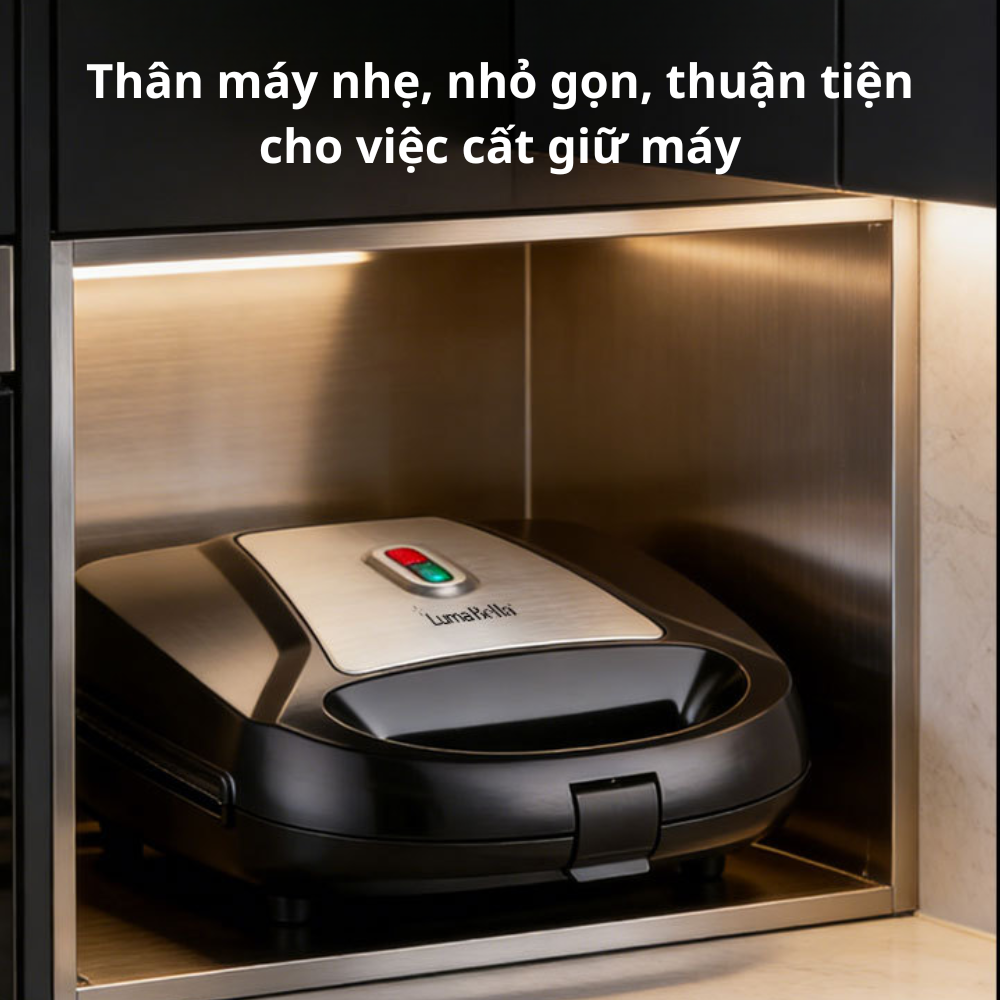 Máy kẹp nướng bánh mì 3IN1 Lumabella LB-58061 đa năng, công suất cao 750W, khay nướng chống dính cao cấp, dễ dàng tháo lắp khay, dễ dùng - DELIYA - HÀNG CHÍNH HÃNG