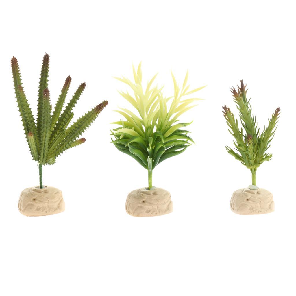 Plastic Terrarium Lifelike Plant Decorative Ornament for Reptile