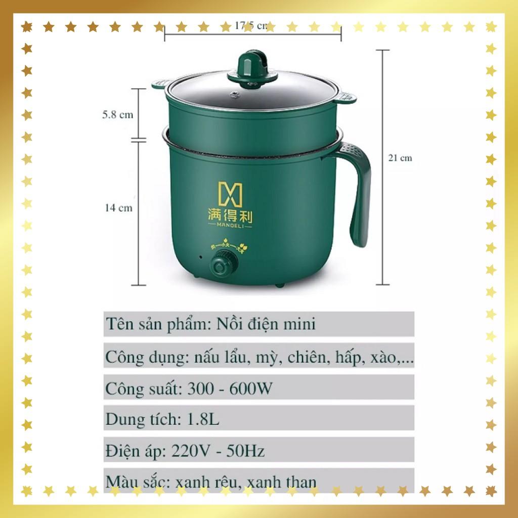 Nồi Lẩu Điện Đa Năng , Ca Nấu Mì Chống Dính ,Nồi Cơm mini 2 NẤC NHIỆT Kèm Giá Hấp Tiện Lợi