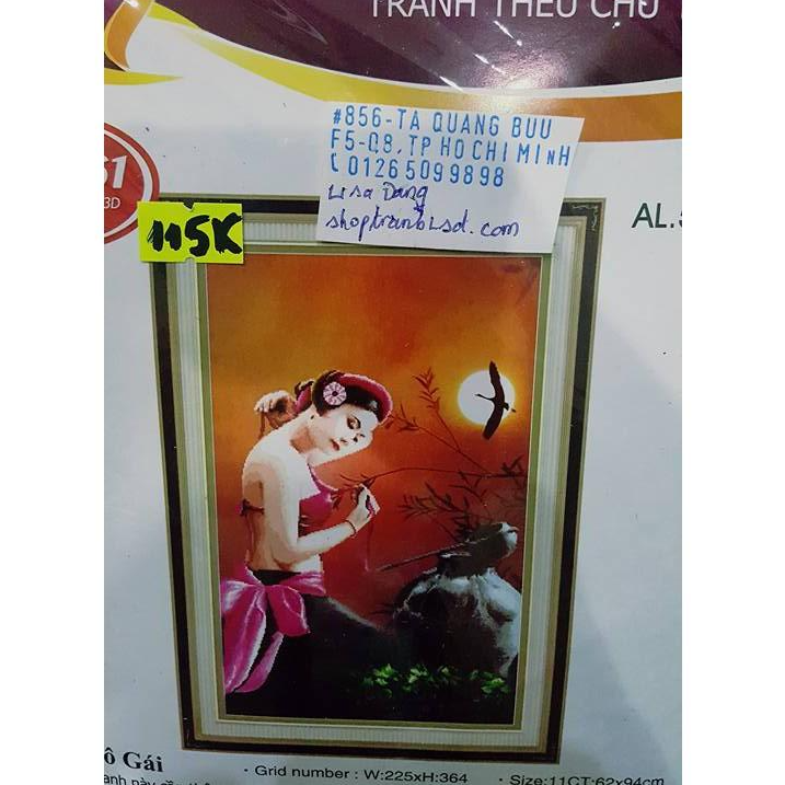 Tranh thêu CÔ GÁI 53387  chưa thêu