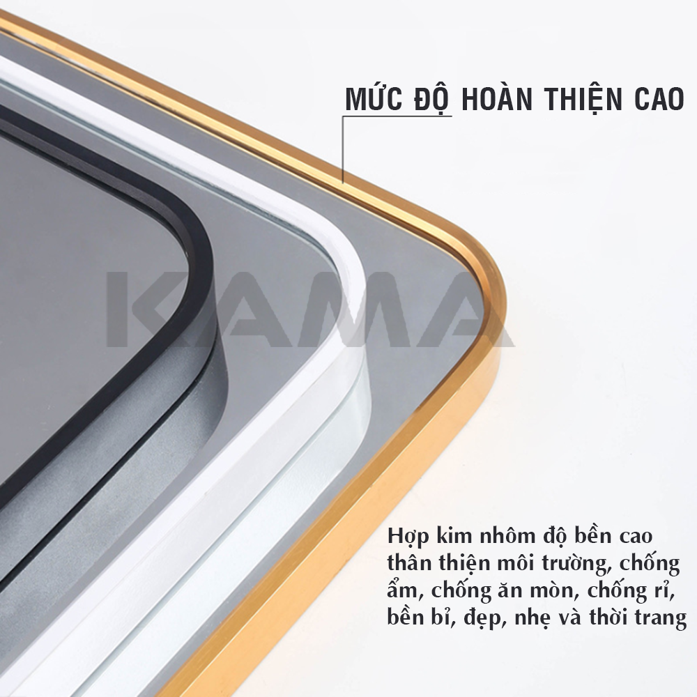Gương Soi Phòng Tắm Treo Tường Vuông 50x70cm KAMA GS03, Bộ Gương Soi Mặt Nhà Tắm Và Kệ Để Đồ Trang Điểm Phong Cách Bắc Âu Tối Giản Mới