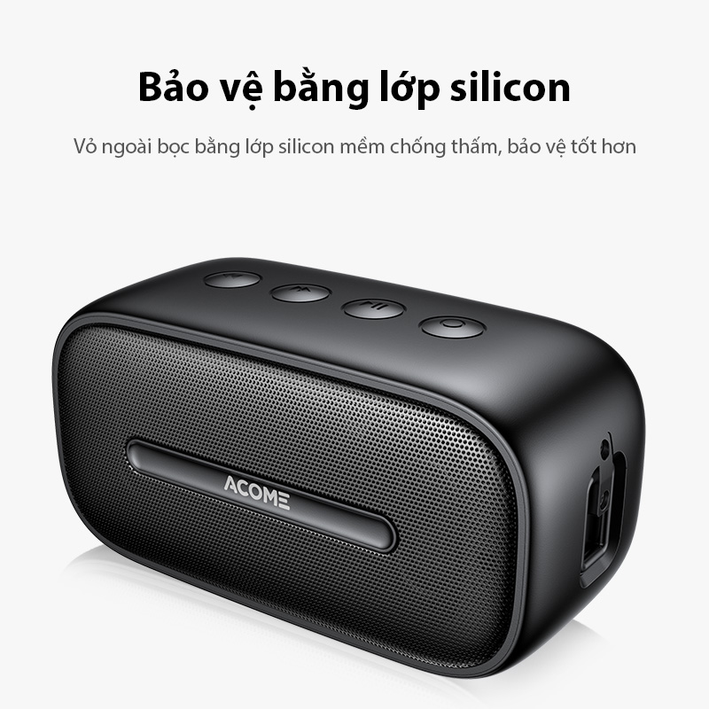 Loa Bluetooth Mini ACOME A8 Nhỏ Gọn Tiện Lợi Công Suất 5W-PIN 1200mAh - Hỗ Trợ TWS - Chuẩn Chống Nước IPX7 - Hàng Chính Hãng