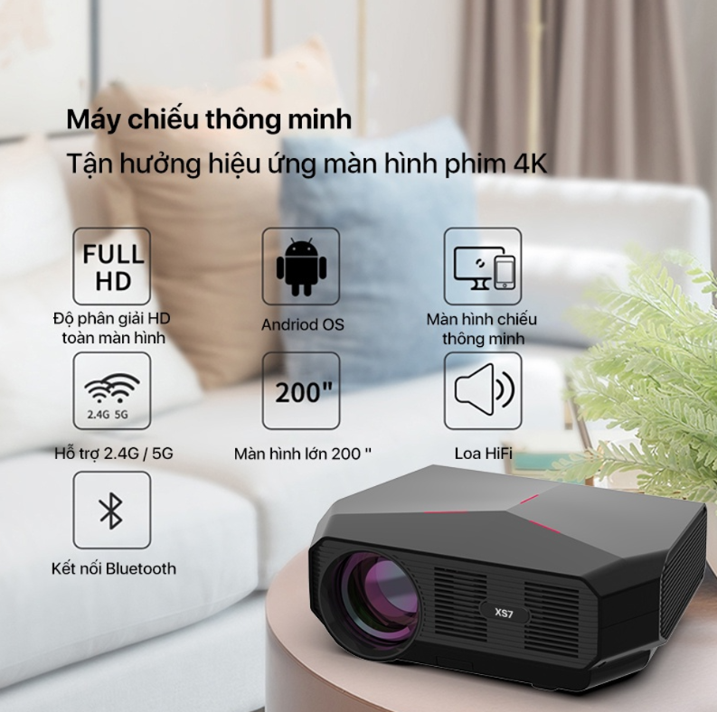 Máy Chiếu Thông Minh Xiaomi Swanfilm XS7 hỗ trợ 4k 1920x1080P Full HD (Bản quốc tế) - Hàng nhập khẩu