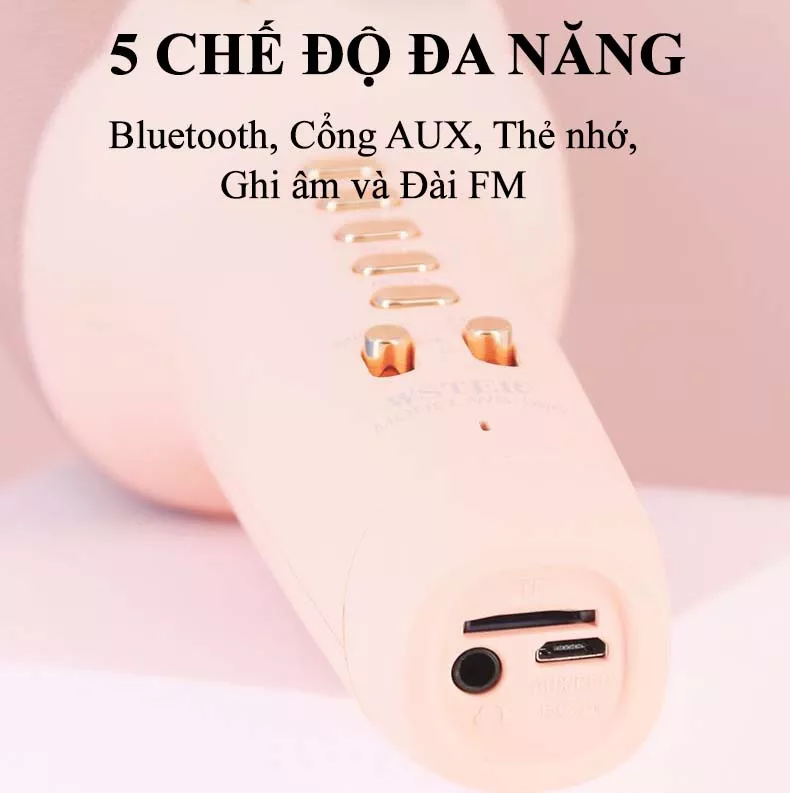 Micro hát karaoke kèm loa bluetooth không dây mini cao cấp WS-900 Micro cầm tay không dây đa năng hát karaoke, ghi âm, phát đài FM- Mic karaoke bluetooth nâng giọng, chỉnh giọng cực đỉnh, tương thích với nhiều ứng dụng