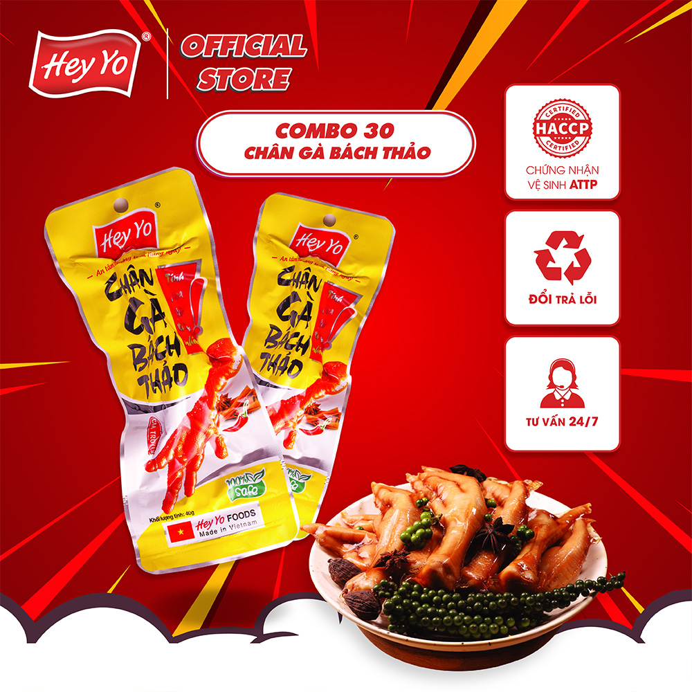 Combo 30 Chân Gà cay Bách Thảo 40g, chân gà ủ vị hàng Việt Nam thơm ngon chất lượng