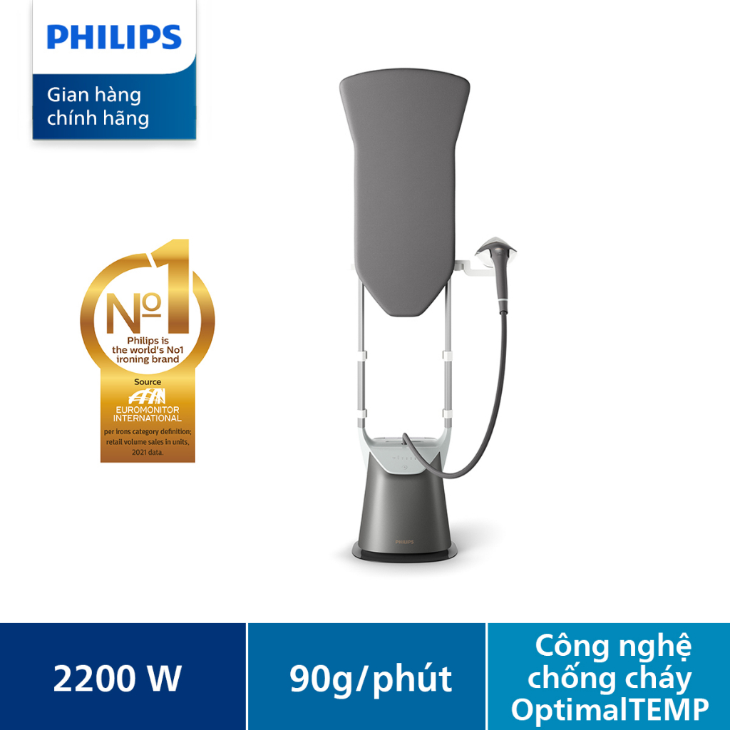 Bàn Ủi Hơi Nước Đứng Cao Cấp Philips GC628/80 All in one 8000 series | OptimalTemp|2400W - Hàng Chính Hãng