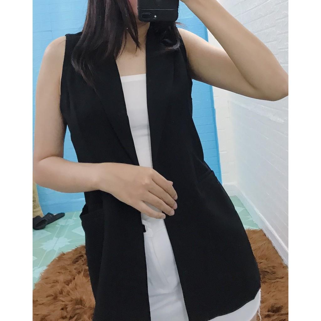 Áo khoác blazer Nữ From dài ghile không tay đi dự tiệc, dạo phố đi chơi, quẩy bar sang chảnh