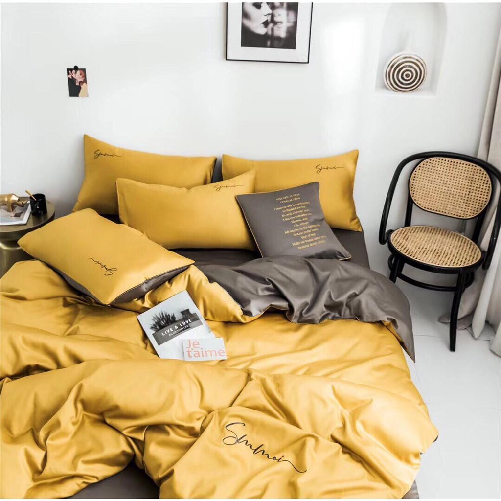 Bộ 5 Món Vỏ Chăn Tencel 40s Sumoi - Vàng