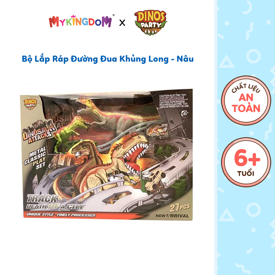 Đồ Chơi DINOS PARTY Bộ Lắp Ráp Đường Đua Thành Phố Khủng Long _Nâu CM558-2