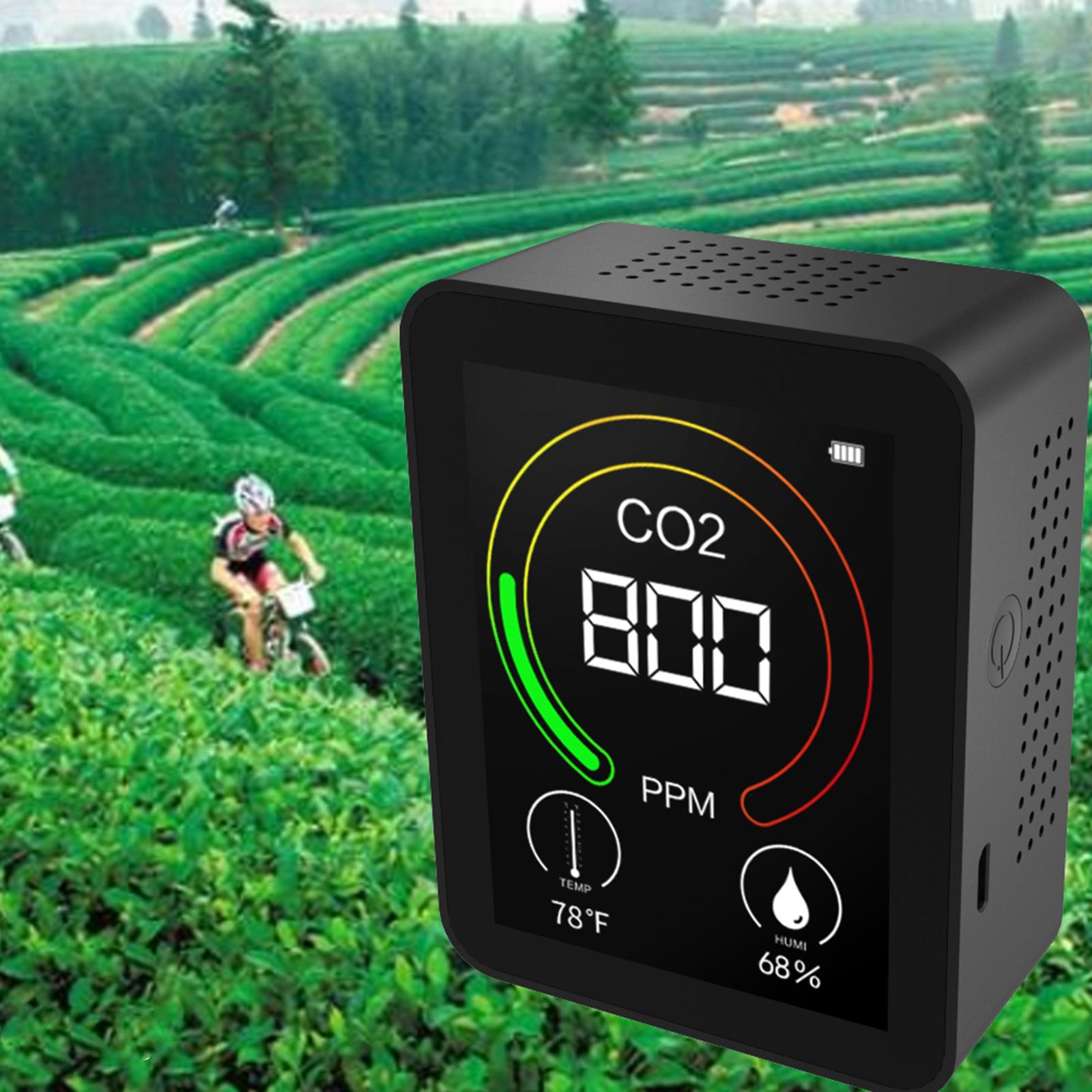 Air Quality Tester Indoor CO2 Meter for Home 1500mah Temperature and Humidity Detector Real Time Display Accurate Carbon Dioxide Sensor 400-6000PPM