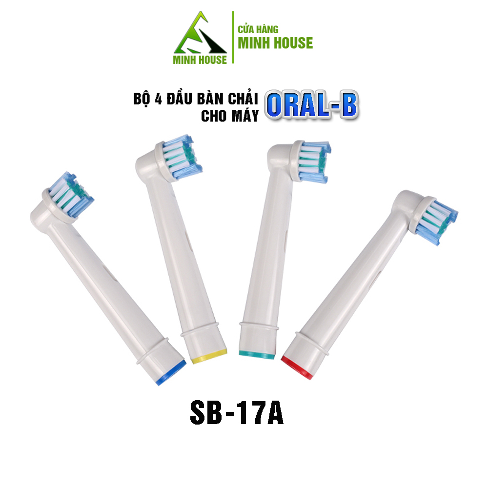 Cho máy Braun Oral B, SB-17A Daily Bộ 4 đầu bàn chải đánh răng điện thay thế, Phá tan mọi mảng bám, cho răng sáng bóng