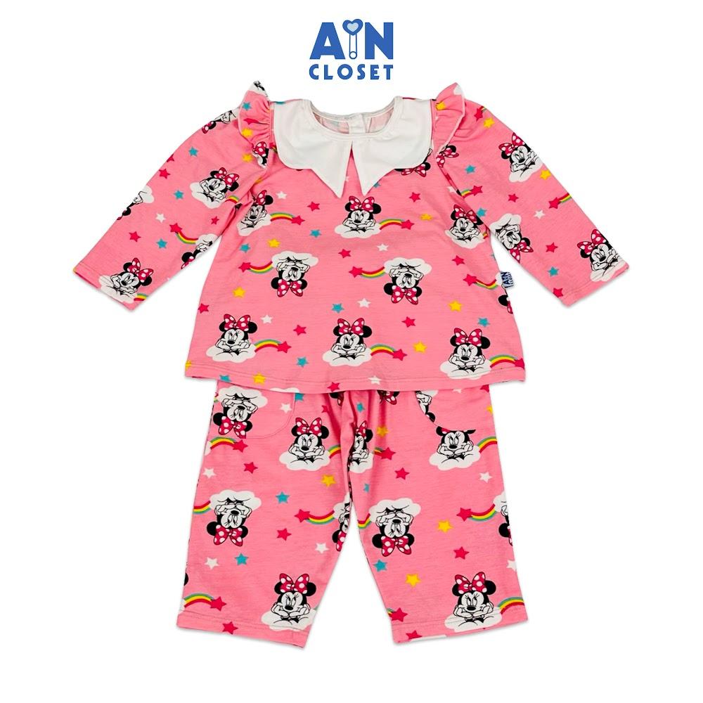 Bộ quần áo Dài bé gái họa tiết Mina Hồng thun cotton - AICDBGA38TAL - AIN Closet