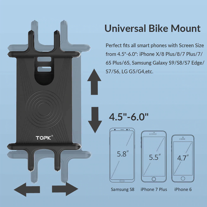 Giá đỡ điện thoại TOPK H03 trên xe đạp cho điện thoại iPhone, Samsung, Xiaomi,.... - Hàng chính hãng