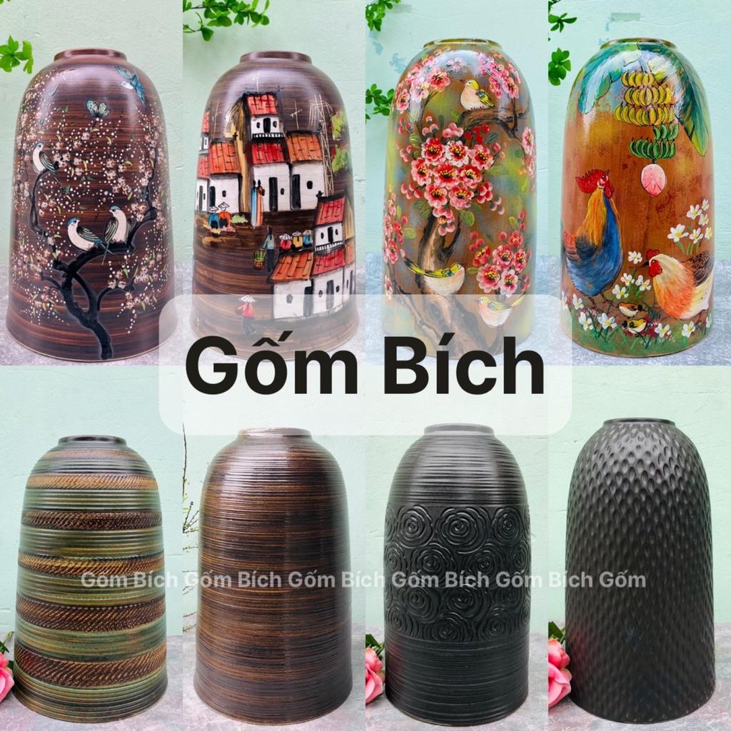 Bình Hoa Lọ Hoa Gốm Dáng Chuông Tổ Ong Size Đại Cao 47cm Gốm Sứ Bát Tràng - Gốm Bích