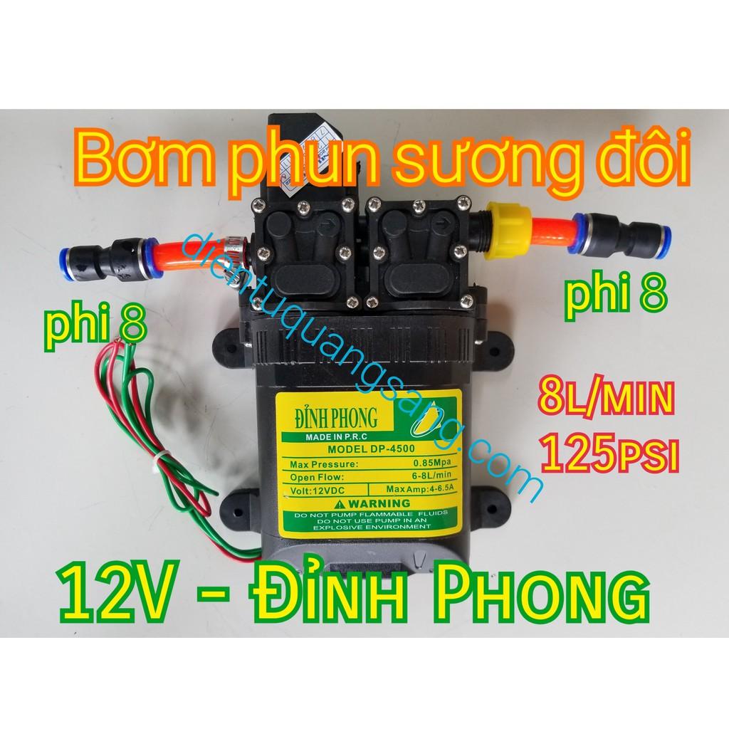 Bơm áp lực mini 12V Đỉnh phong , Bơm Đôi rửa xe phun sương