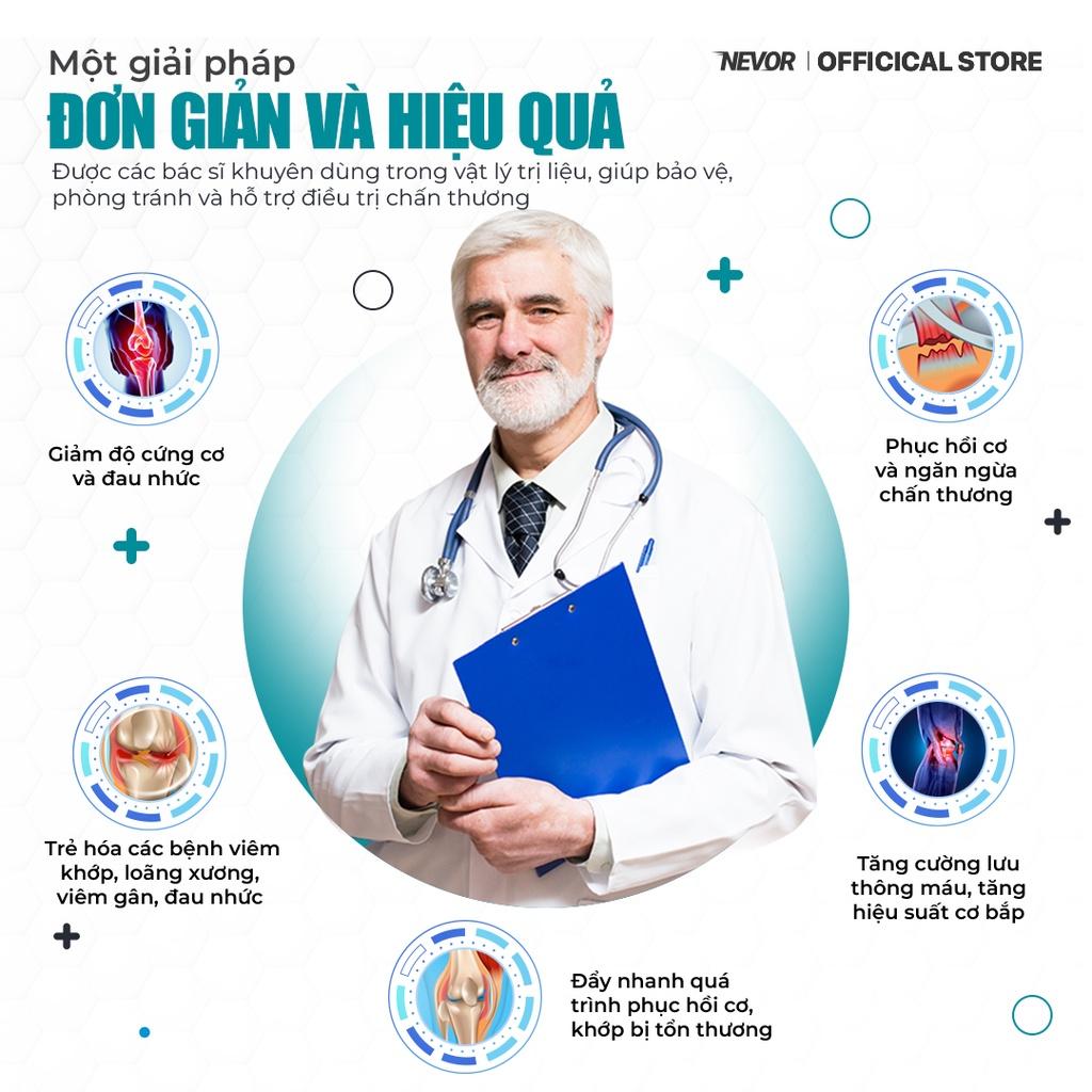 Băng đầu gối Nevor BDG06 có đai quấn tuỳ chỉnh giúp bảo vệ khớp gối, giảm thiểu căng cơ, dây chằng.