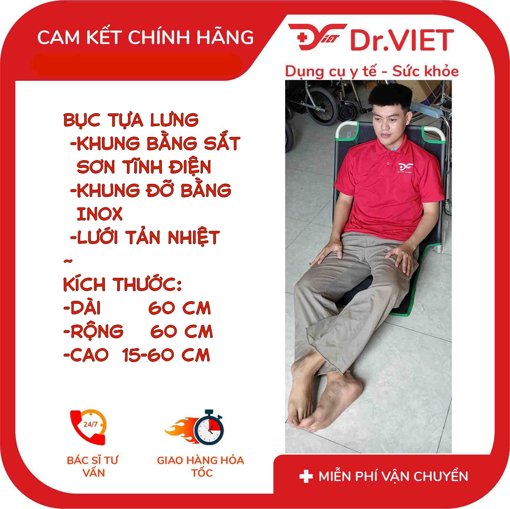 Bục tựa lưng hỗ trợ người cao tuổi, người bệnh, khuyết tật ngồi tựa lưng hỗ trợ ăn uống sinh hoạt tại giường