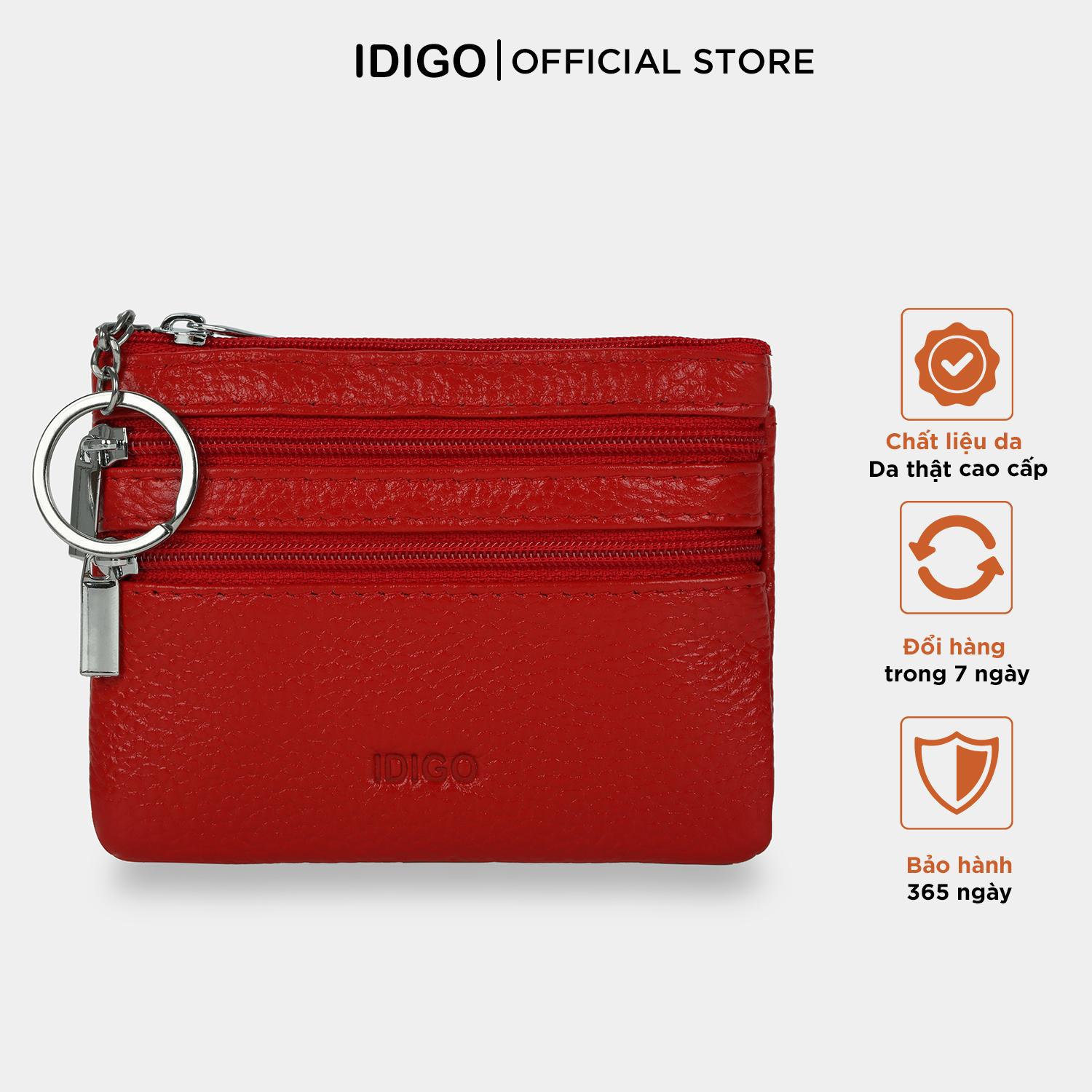 Ví nữ đa năng kèm móc khoá, ví da thật cầm tay nhỏ gọn đi chợ IDIGO FW1-102