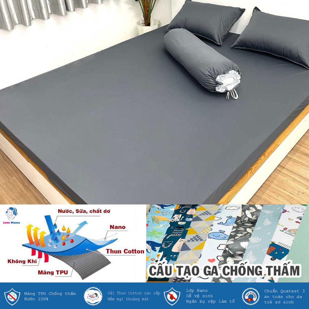 Ga chống thấm Cotton cao cấp trơn một màu xám đen mềm mại thoáng mát