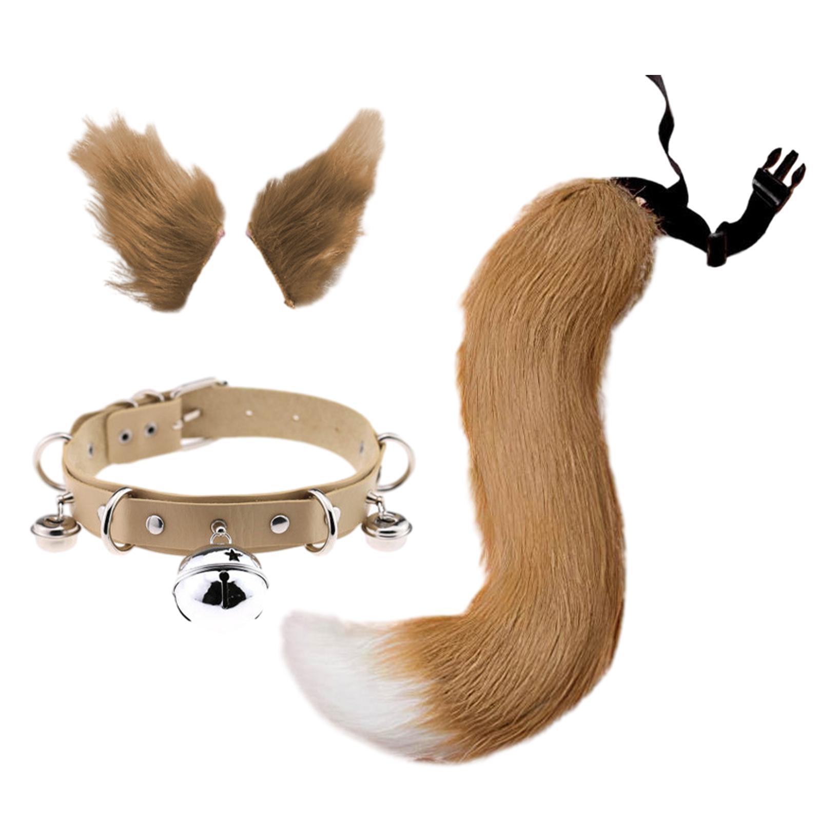 3Pcs Animals Ears and Long Tail Set Cute Cat Ear and Tail Halloween Costume