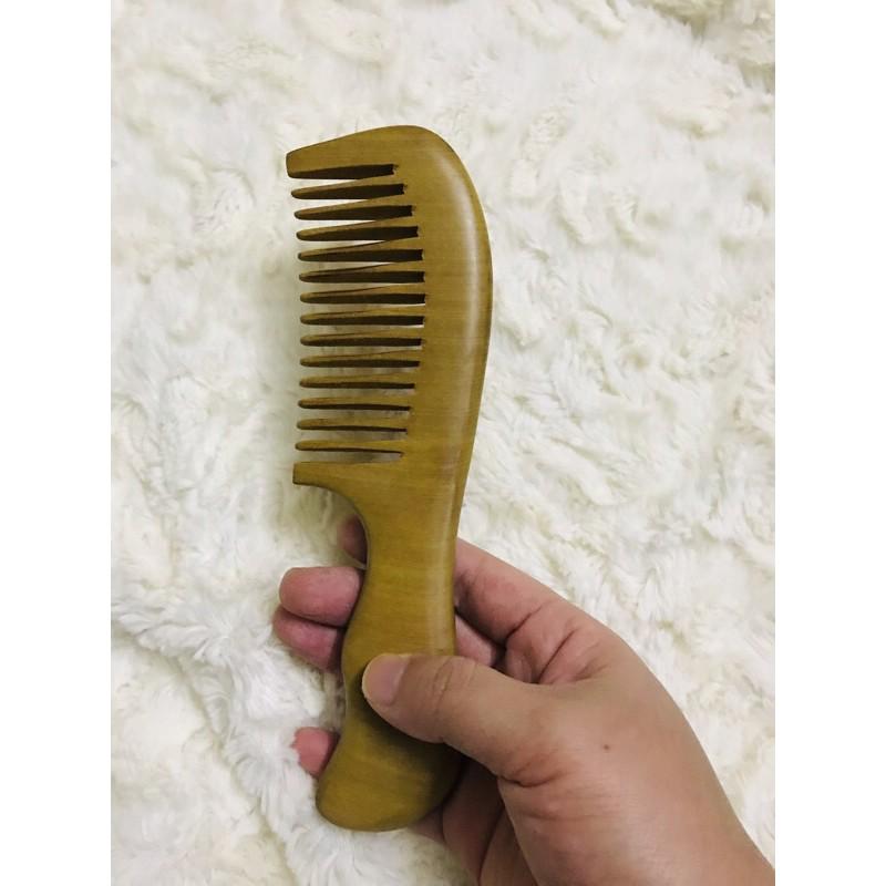 Lược gỗ thơm răng thưa cao cấp hàng xuất, êm tóc không xước da đầu