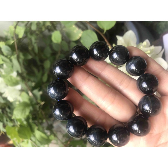 Vòng tay Nam ĐÁ Mắt Hổ TỰ NHIÊN 16mm MỚI XANH XANH ĐEN 13 HẠT NAM mạng THUỶ Mạng MỘC đeo Tốt 67kg đến 80kg ạ