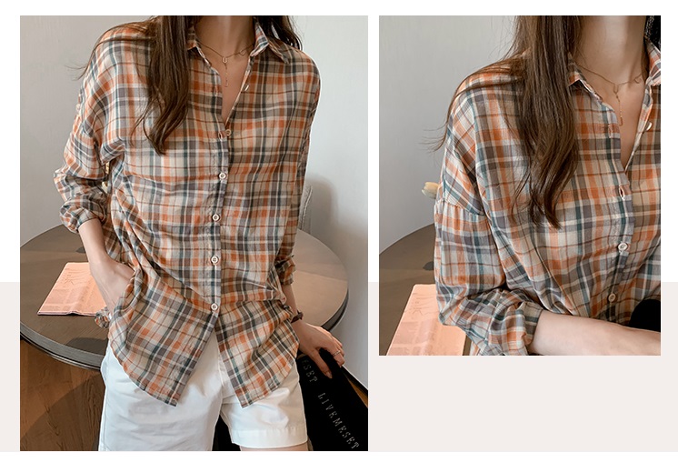 Áo sơ mi nữ đũi Việt Thiết kế kẻ caro trẻ trung DV68
