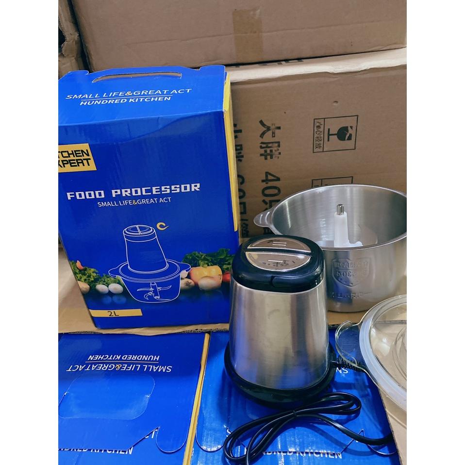 Máy Xay Thịt Đa Năng Cối 2L Inox 304,4 Lưỡi Dao Thép Không Gỉ,Say Sinh Tố Thịt, Cá, Rau Củ Hoa Quả