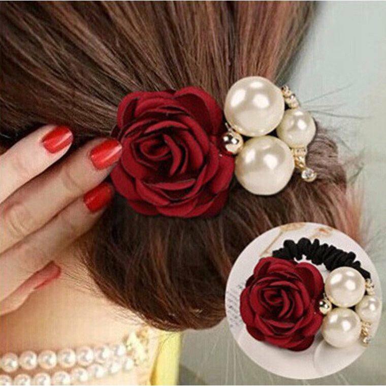 Dây buộc tóc hoa trà cho bạn gái