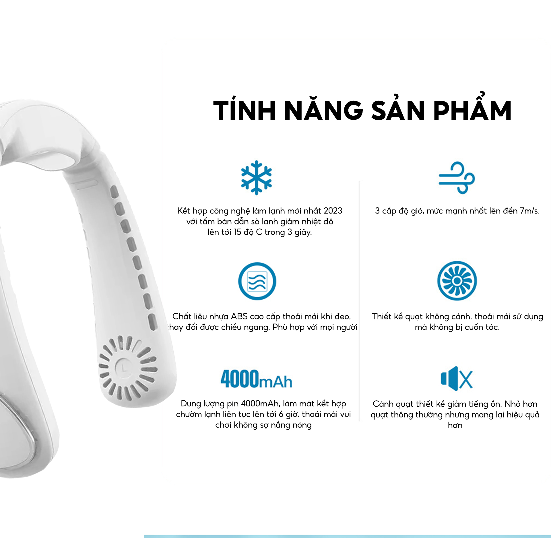 Quạt đeo cổ sò lạnh Half Horse với cục sò lạnh trang bị chip điện lạnh, giảm tức thì tới 20 độ chỉ sau 3 giây, thổi bay cơn nóng. Hàng chính hãng