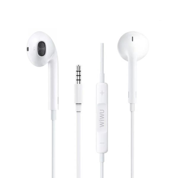 Tai nghe WiWU Earbuds Jack 3.5 HF Sound, Màu Trắng - Hàng Chính Hãng