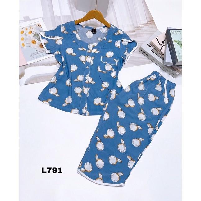 Đồ Bộ Xinh Lửng Áo Cổ Tròn Tay Đắp Tole Lanh