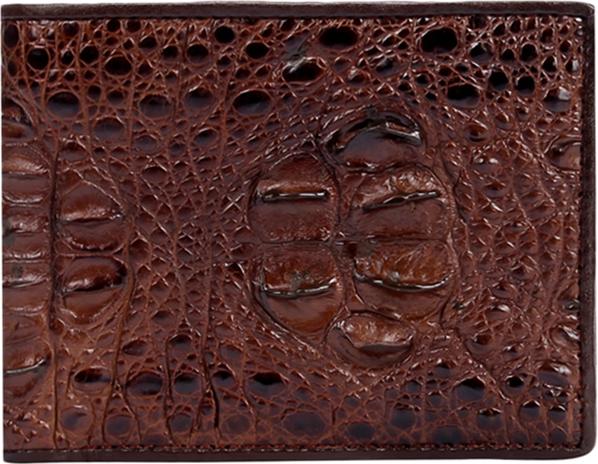 Ví Nam Da Cá Sấu Nguyên Con Huy Hoàng HT2205 (12.5 x 10 cm) - Nâu Đỏ