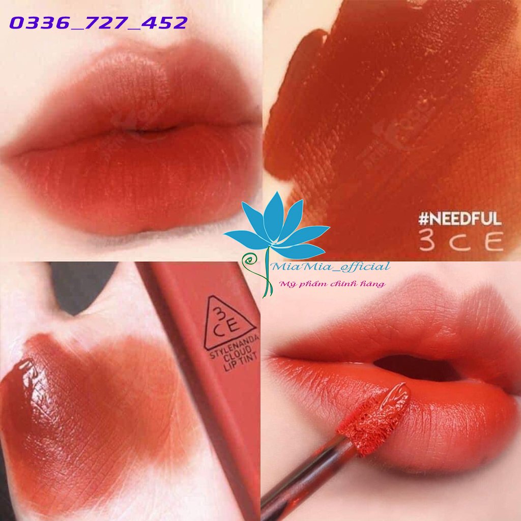 Son 3CE Cloud Lip Tint Needful Sắc Son Đỏ Gạch Thời Thượng [NHẬP KHẨU CHÍNH HÃNG CHECK HIDDEN TAG]