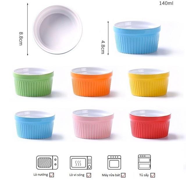 Ramekin cỡ to, khuôn flan màu sắc, khuôn caramen, bát ăn dặm cho bé